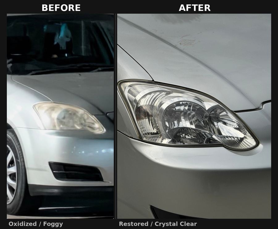 Headlight restoration before and after
